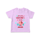 My First Valentine's Day - A Love Worth Celebrating Customized T-Shirt For Kids With Name - LILAC - 0-5 Months Old (Chest 17")