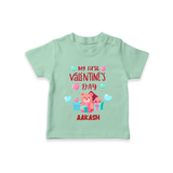 My First Valentine's Day - A Love Worth Celebrating Customized T-Shirt For Kids With Name - MINT GREEN - 0-5 Months Old (Chest 17")