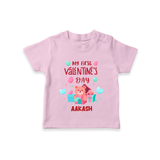 My First Valentine's Day - A Love Worth Celebrating Customized T-Shirt For Kids With Name - PINK - 0-5 Months Old (Chest 17")