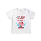 My First Valentine's Day - A Love Worth Celebrating Customized T-Shirt For Kids With Name - WHITE - 0-5 Months Old (Chest 17")