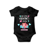 My First Valentine's Day - A Love Worth Celebrating Customized Romper For Babies With Name - BLACK - 0 - 3 Months Old (Chest 16")