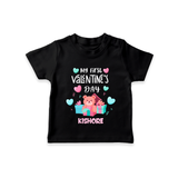 My First Valentine's Day - A Love Worth Celebrating Customized T-Shirt For Kids With Name - BLACK - 0-5 Months Old (Chest 17")