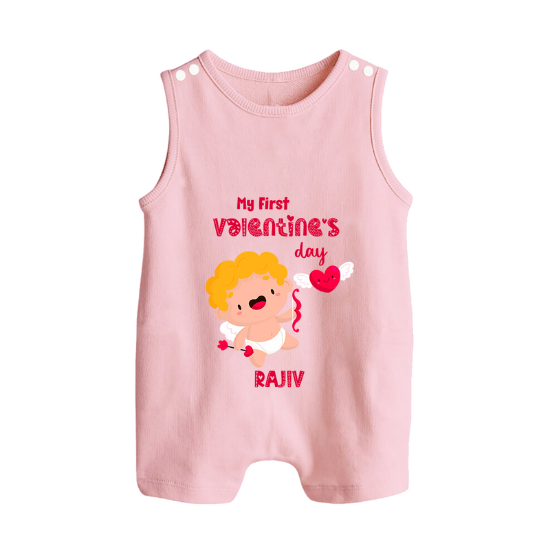 My First Valentine's Day - A Day Full of Sweet Surprises Customized Romper Suit For Babies With Name - BABY PINK - 0 - 5 Months Old (Chest 18")