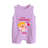 My First Valentine's Day - A Day Full of Sweet Surprises Customized Romper Suit For Babies With Name - LILAC - 0 - 5 Months Old (Chest 18")