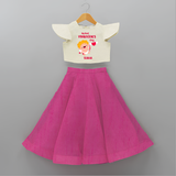 My First Valentine's Day - A Day Full of Sweet Surprises Customized Crop Top And Skirt For Kids With Name - FUSCHIA - 6 - 9 Months Old (Chest 20" , Frock Waist 20")