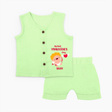 My First Valentine's Day - A Day Full of Sweet Surprises Customized Jabla Set For Babies With Name - PASTEL GREEN - 0 - 3 Months Old (Chest 9.8")