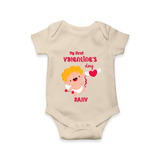 My First Valentine's Day - A Day Full of Sweet Surprises Customized Romper For Babies With Name - IVORY - 0 - 3 Months Old (Chest 16")