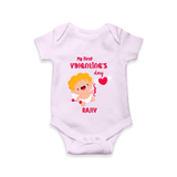 My First Valentine's Day - A Day Full of Sweet Surprises Customized Romper For Babies With Name - LILAC - 0 - 3 Months Old (Chest 16")