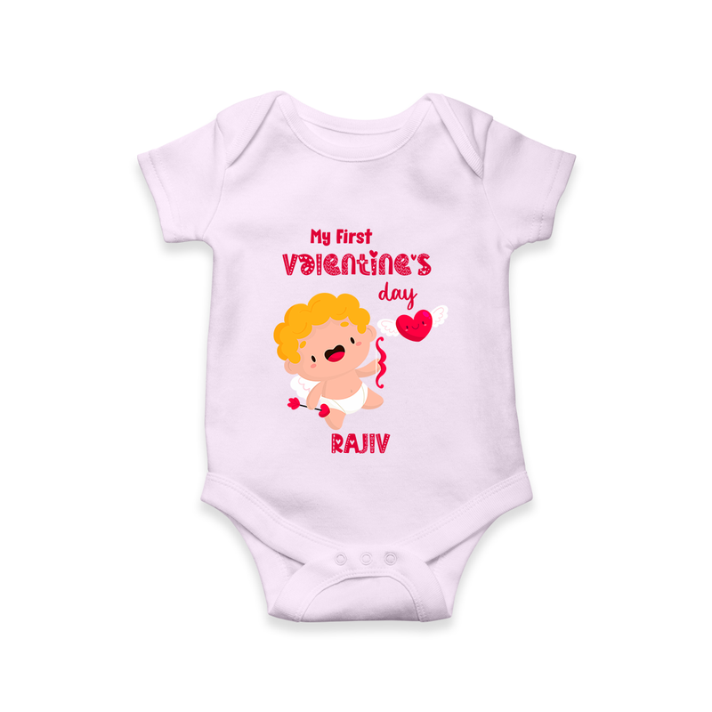 My First Valentine's Day - A Day Full of Sweet Surprises Customized Romper For Babies With Name - LILAC - 0 - 3 Months Old (Chest 16")