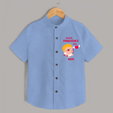 My First Valentine's Day - A Day Full of Sweet Surprises Customized Shirt For Kids With Name - SKY BLUE - 0 - 6 Months Old (Chest 23")