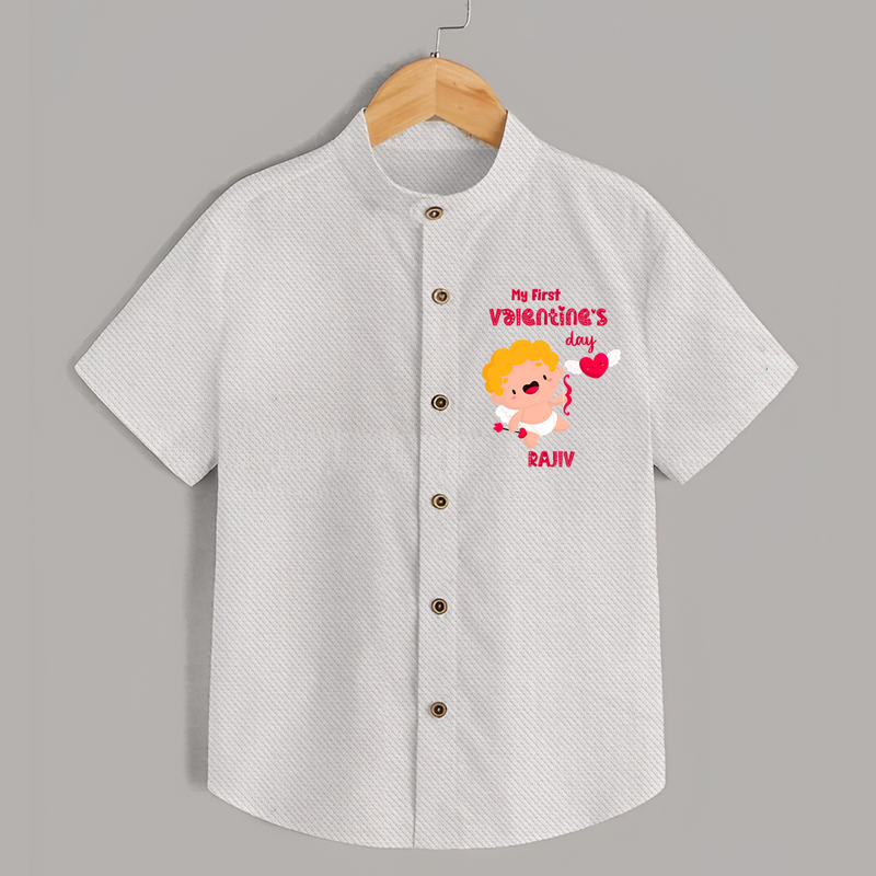 My First Valentine's Day - A Day Full of Sweet Surprises Customized Shirt For Kids With Name - WHITE - 0 - 6 Months Old (Chest 23")