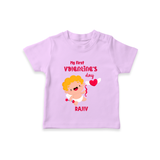 My First Valentine's Day - A Day Full of Sweet Surprises Customized T-Shirt For Kids With Name - LILAC - 0-5 Months Old (Chest 17")