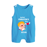 My First Valentine's Day - A Day Full of Sweet Surprises Customized Romper Suit For Babies With Name - ROYAL BLUE - 0 - 5 Months Old (Chest 18")