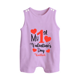 My First Valentine's Day - Creating Memories to Treasure Customized Romper Suit For Babies With Name - LILAC - 0 - 5 Months Old (Chest 18")