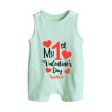 My First Valentine's Day - Creating Memories to Treasure Customized Romper Suit For Babies With Name - MINT GREEN - 0 - 5 Months Old (Chest 18")