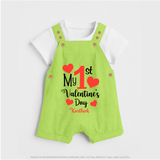 My First Valentine's Day - Creating Memories to Treasure Customized Dungaree Set For Kids With Name - GREEN - 0 - 5 Months Old (Chest 18")