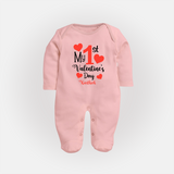 My First Valentine's Day - Creating Memories to Treasure Customized Sleep Suit For Babies With Name - BABY PINK - New Born (Chest 7.5")