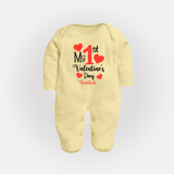 My First Valentine's Day - Creating Memories to Treasure Customized Sleep Suit For Babies With Name - PASTEL YELLOW - New Born (Chest 7.5")