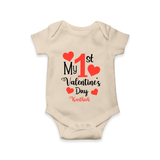 My First Valentine's Day - Creating Memories to Treasure Customized Romper For Babies With Name - IVORY - 0 - 3 Months Old (Chest 16")