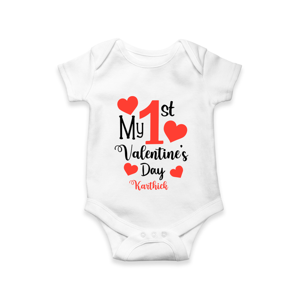 My First Valentine's Day - Creating Memories to Treasure Customized Romper For Babies With Name - WHITE - 0 - 3 Months Old (Chest 16")