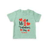 My First Valentine's Day - Creating Memories to Treasure Customized T-Shirt For Kids With Name - MINT GREEN - 0-5 Months Old (Chest 17")