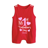 My First Valentine's Day - Creating Memories to Treasure Customized Romper Suit For Babies With Name - RED - 0 - 5 Months Old (Chest 18")