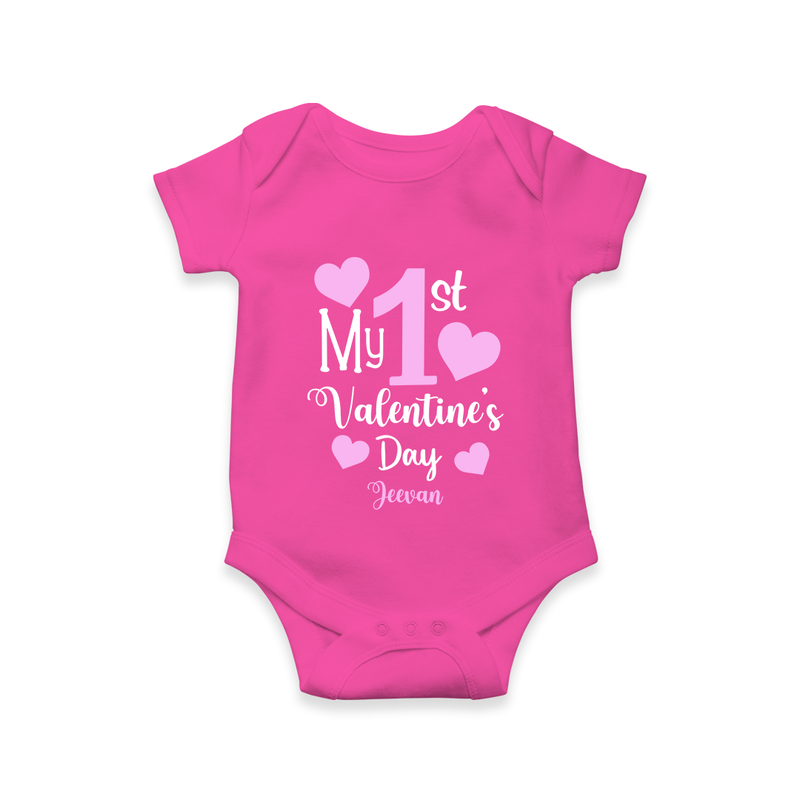 My First Valentine's Day - Creating Memories to Treasure Customized Romper For Babies With Name - HOT PINK - 0 - 3 Months Old (Chest 16")