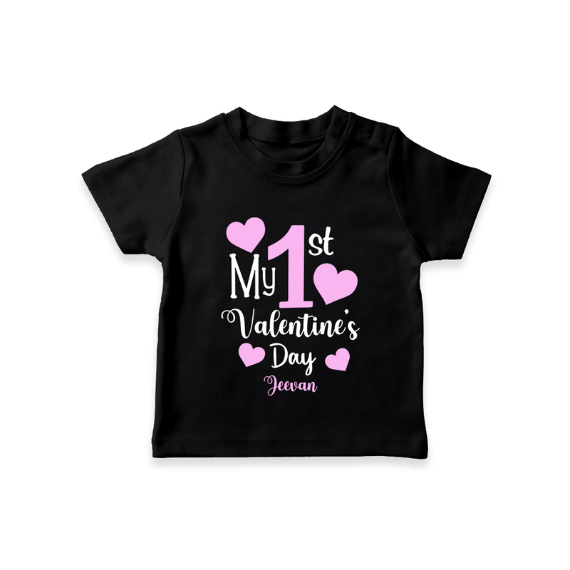 My First Valentine's Day - Creating Memories to Treasure Customized T-Shirt For Kids With Name - BLACK - 0-5 Months Old (Chest 17")