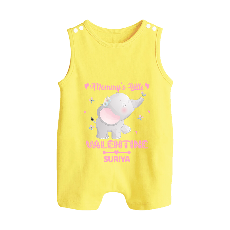 Mommy's Little Valentine - Customized Romper Suit For Babies With Name - PASTEL YELLOW - 0 - 5 Months Old (Chest 18")