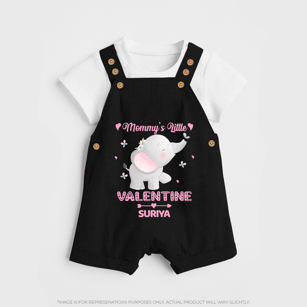 Mommy's Little Valentine - Customized Dungaree Set For Kids With Name - BLACK - 0 - 5 Months Old (Chest 18")