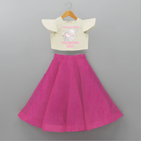 Mommy's Little Valentine - Customized Crop Top And Skirt For Kids With Name - FUSCHIA - 6 - 9 Months Old (Chest 20" , Frock Waist 20")