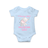 Mommy's Little Valentine - Customized Romper For Babies With Name - BABY BLUE - 0 - 3 Months Old (Chest 16")