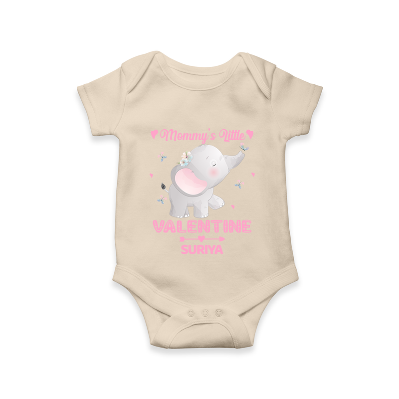 Mommy's Little Valentine - Customized Romper For Babies With Name - IVORY - 0 - 3 Months Old (Chest 16")