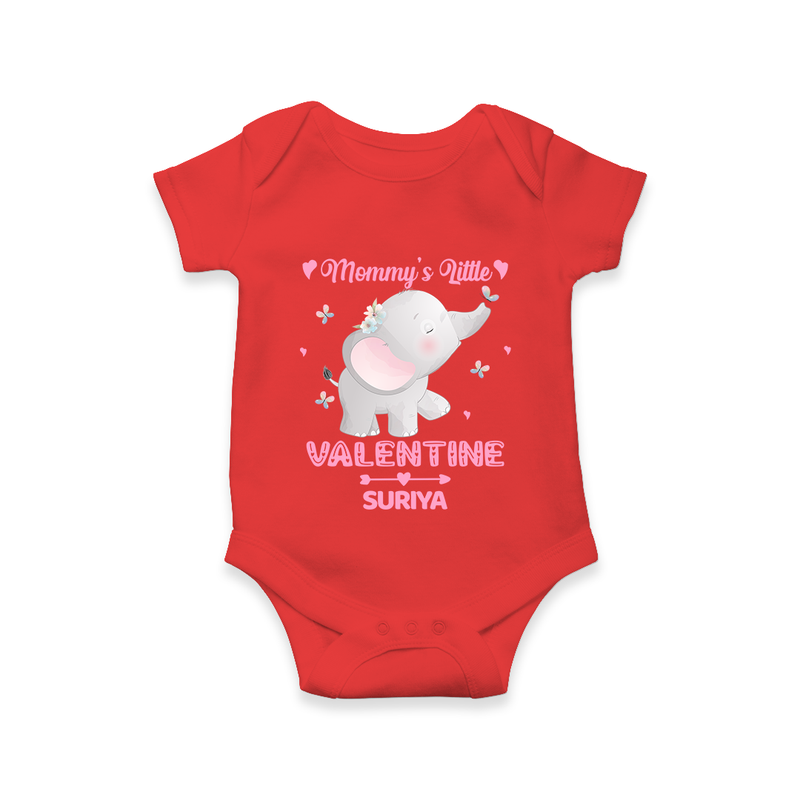 Mommy's Little Valentine - Customized Romper For Babies With Name - RED - 0 - 3 Months Old (Chest 16")