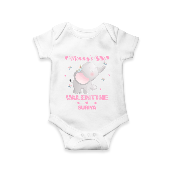 Mommy's Little Valentine - Customized Romper For Babies With Name - WHITE - 0 - 3 Months Old (Chest 16")