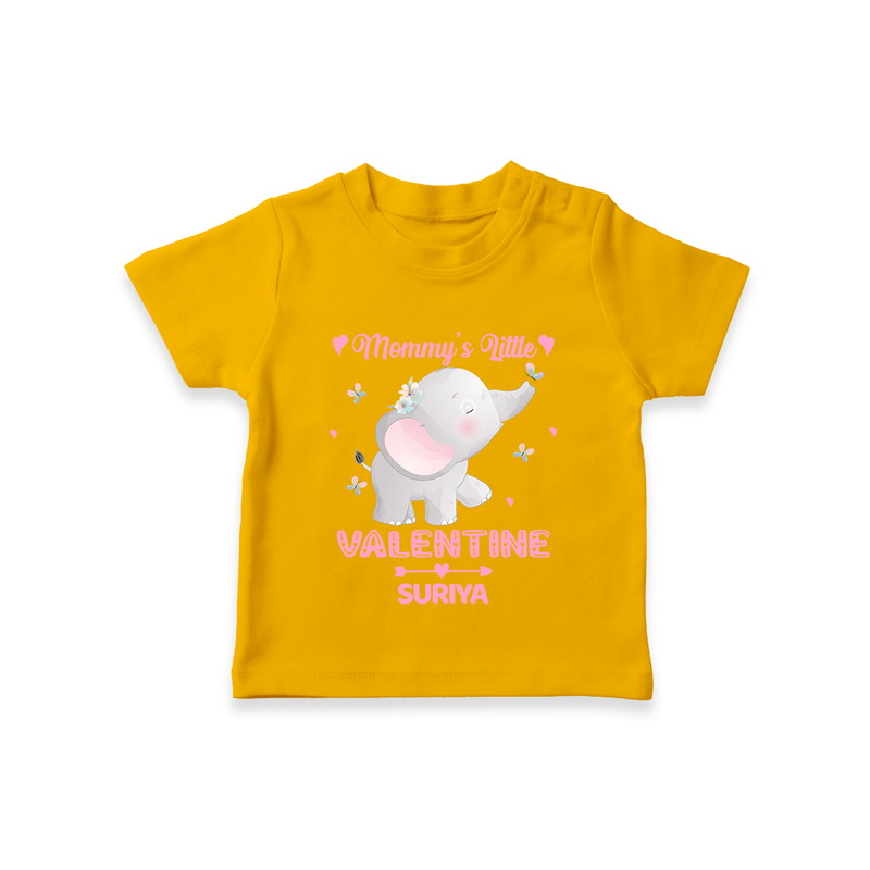 Mommy's Little Valentine - Customized T-Shirt For Kids With Name - CHROME YELLOW - 0-5 Months Old (Chest 17")