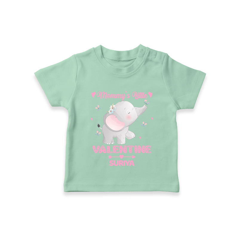 Mommy's Little Valentine - Customized T-Shirt For Kids With Name - MINT GREEN - 0-5 Months Old (Chest 17")