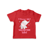 Mommy's Little Valentine - Customized T-Shirt For Kids With Name - RED - 0-5 Months Old (Chest 17")