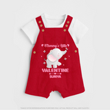 Mommy's Little Valentine - Customized Dungaree Set For Kids With Name - RED - 0 - 5 Months Old (Chest 18")