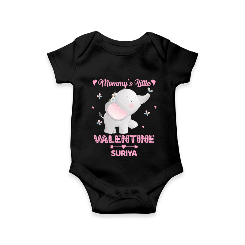 Mommy's Little Valentine - Customized Romper For Babies With Name - BLACK - 0 - 3 Months Old (Chest 16")