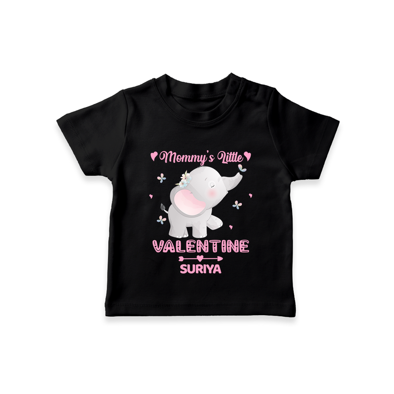 Mommy's Little Valentine - Customized T-Shirt For Kids With Name - BLACK - 0-5 Months Old (Chest 17")