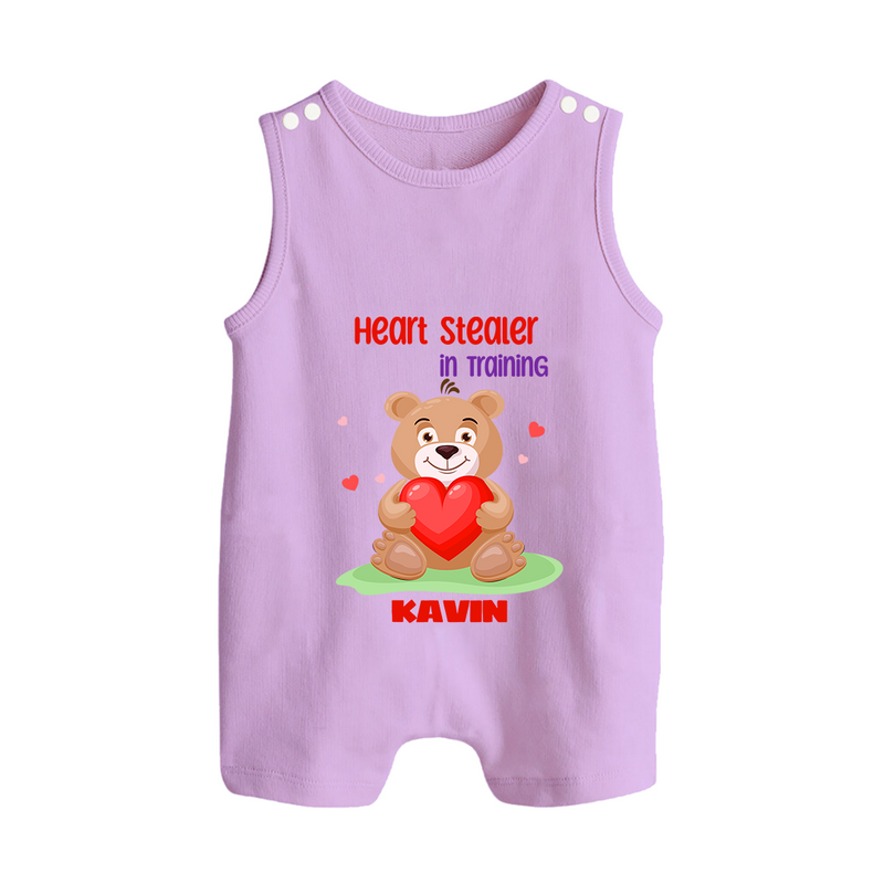 Heart Stealer In Training - Customized Romper Suit For Babies With Name - LILAC - 0 - 5 Months Old (Chest 18")