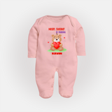 Heart Stealer In Training - Customized Sleep Suit For Babies With Name - BABY PINK - New Born (Chest 7.5")