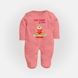 Heart Stealer In Training - Customized Sleep Suit For Babies With Name - PEACH - New Born (Chest 7.5")