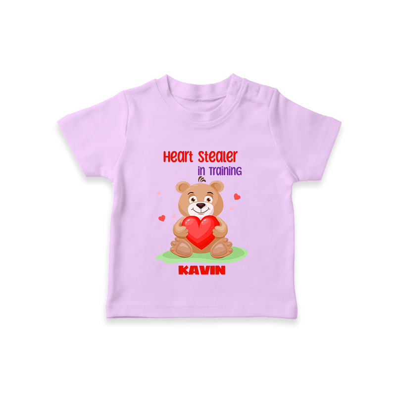 Heart Stealer In Training - Customized T-Shirt For Kids With Name - LILAC - 0-5 Months Old (Chest 17")