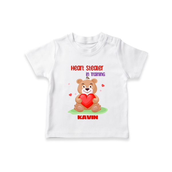 Heart Stealer In Training - Customized T-Shirt For Kids With Name - WHITE - 0-5 Months Old (Chest 17")