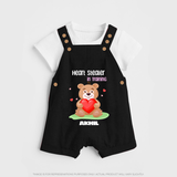 Heart Stealer In Training - Customized Dungaree Set For Kids With Name - BLACK - 0 - 5 Months Old (Chest 18")