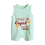 Cutest Cupid Around - Customized Romper Suit For Babies With Name - MINT GREEN - 0 - 5 Months Old (Chest 18")