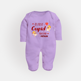 Cutest Cupid Around - Customized Sleep Suit For Babies With Name - LILAC - New Born (Chest 7.5")