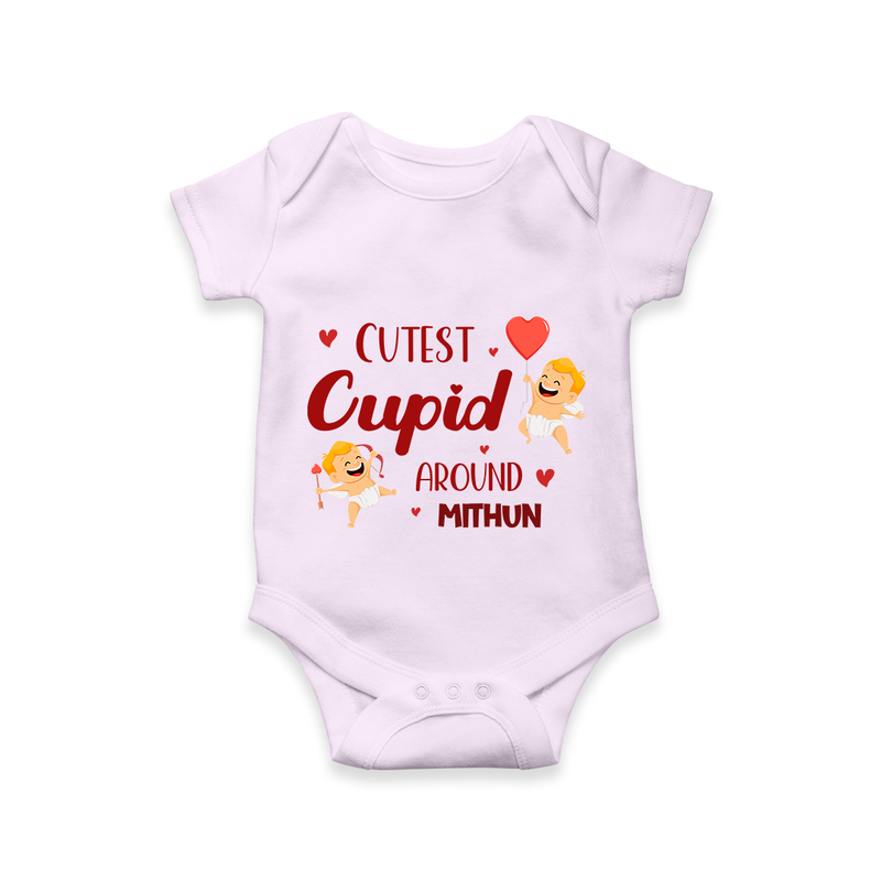 Cutest Cupid Around - Customized Romper For Babies With Name - LILAC - 0 - 3 Months Old (Chest 16")